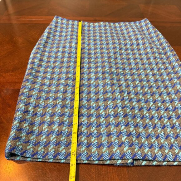 Talbots Womens Houndstooth Pencil Skirt Size 12 Wool Blend Blue & gray - Picture 7 of 9
